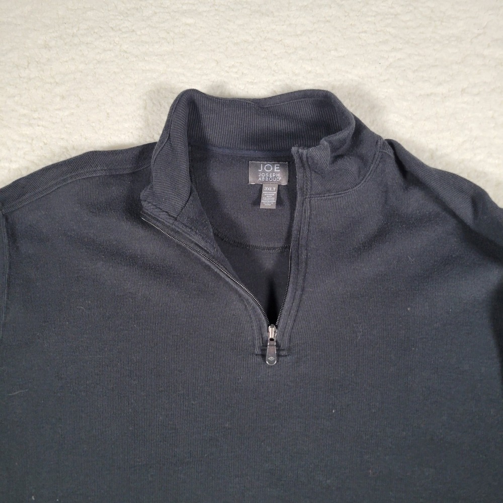Joe Joseph Abboud Pullover Mens 3XLT Black Quarter Zip Mock Neck Cotton Blend